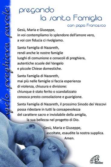 Alla sacra Famiglia - preghiera di papa Francesco